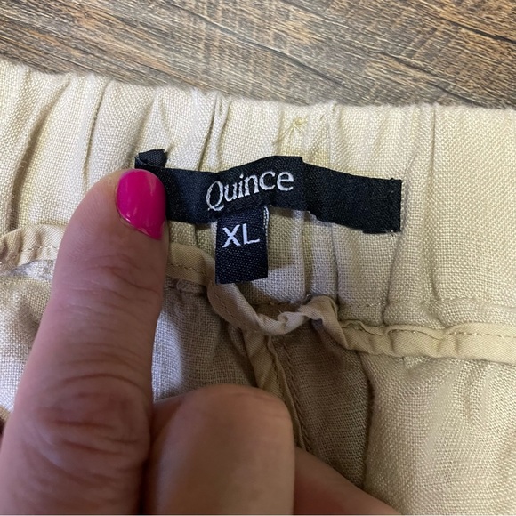 Quince 100% Linen Pants Womens Size XL Beige Pull On Elastic Cropped Tapered - Picture 11 of 11